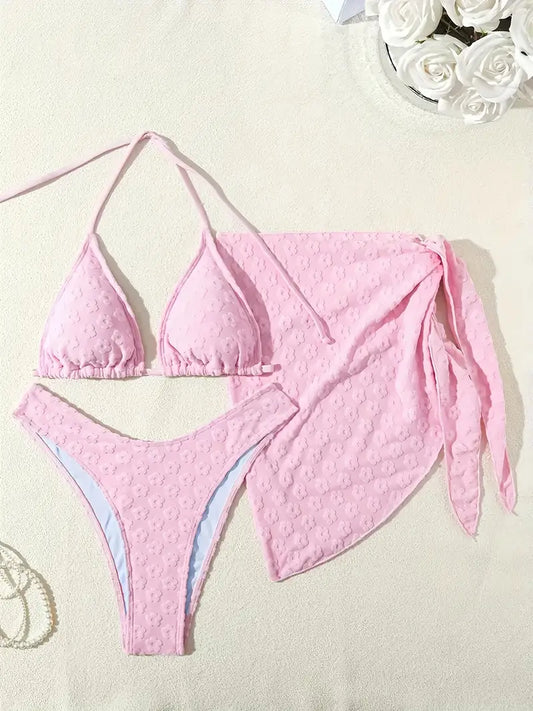 Coastal Flirt 3-Piece Bikini & Cover-Up Set