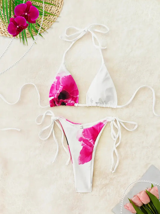 Island Bloom Halter Bikini & Skirt Set
